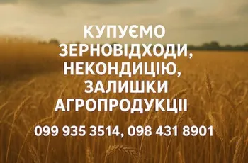 Закуповуємо некондиційне зерно та побічну агропродукцію
